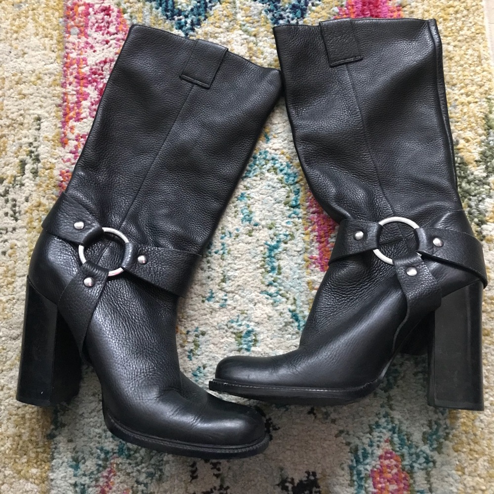 Vince Cameron Black Leather Heeled Boots